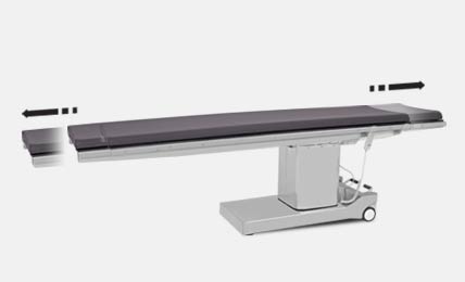 Longitudinal shifting table top